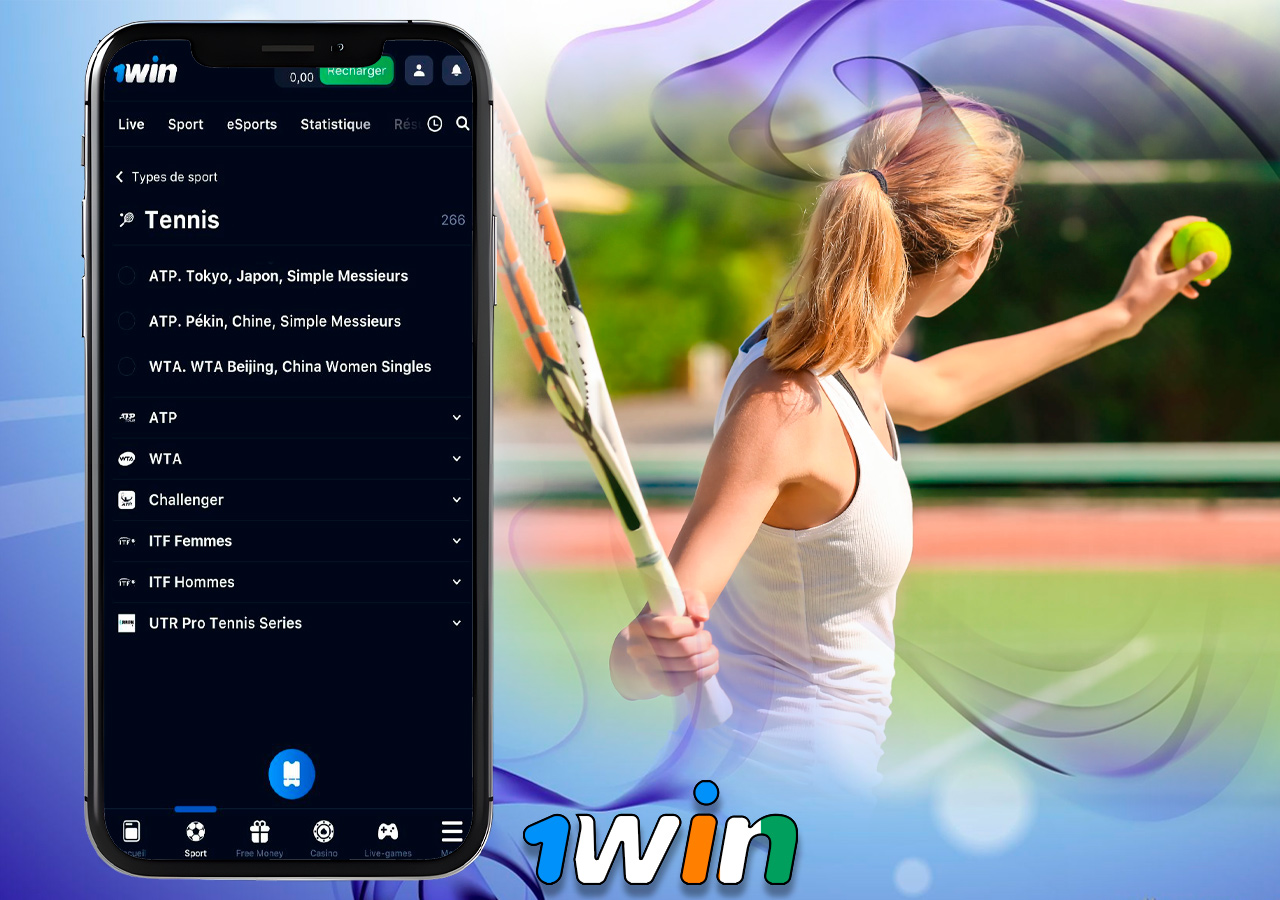 Parier sur le tennis dans l'application 1Win