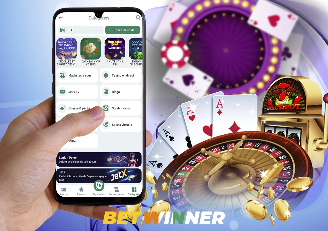 Le casino Betwinner sur l'écran du téléphone