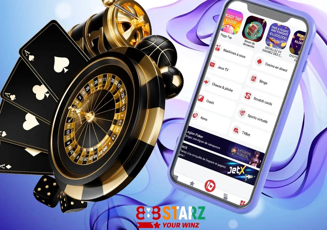 Large sélection de jeux différents au casino 888Starz dans l'application