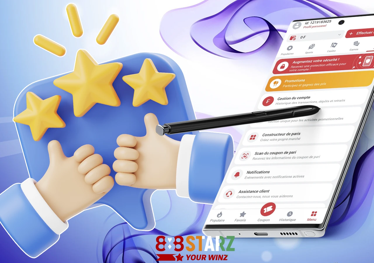 Les principaux avantages de l'application sur l'écran de votre smartphone