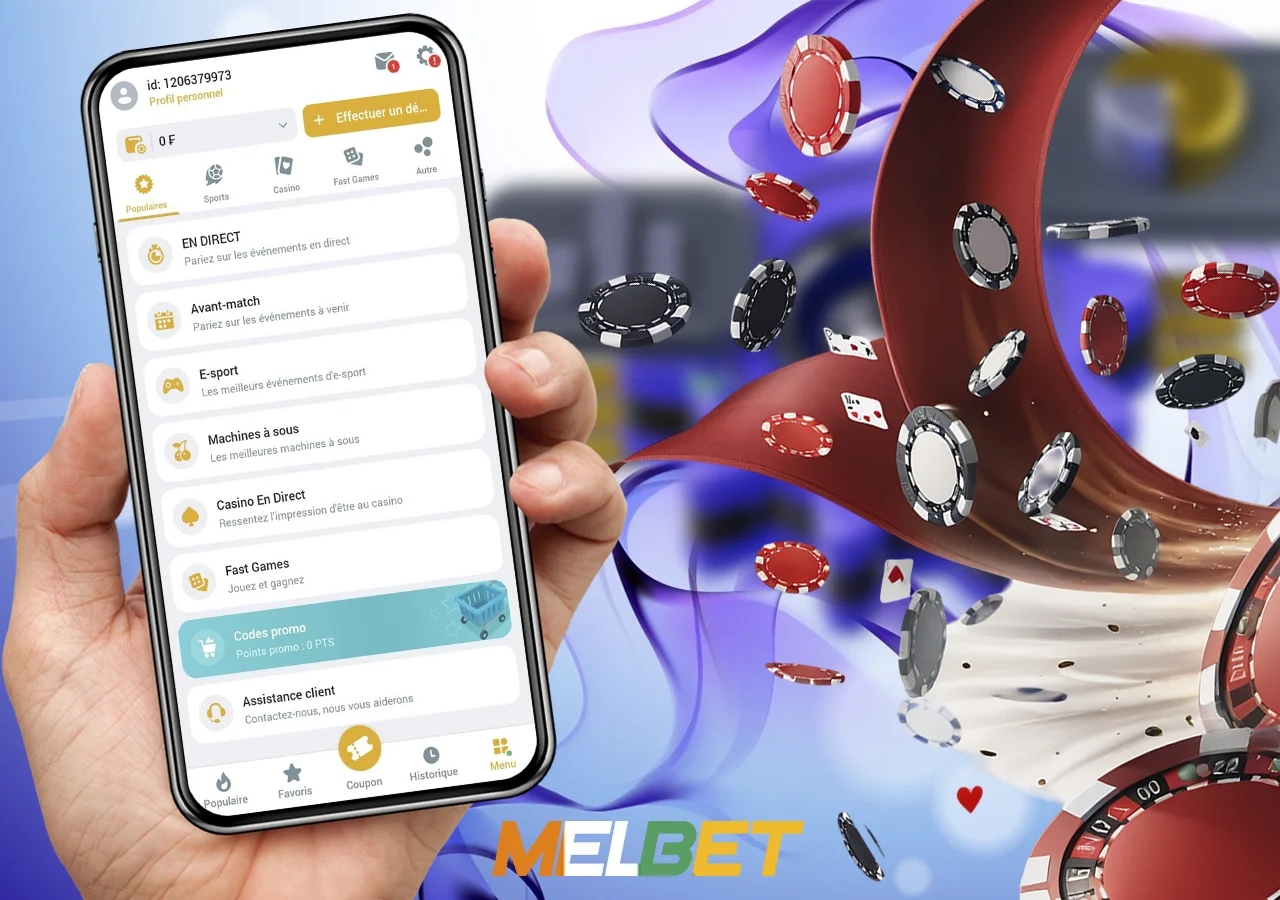 Description d'une application mobile avec casino et paris