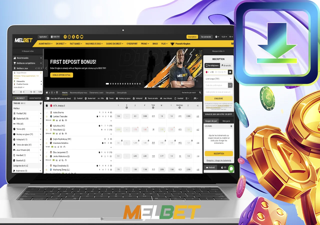 Application Melbet pratique pour ordinateurs portables