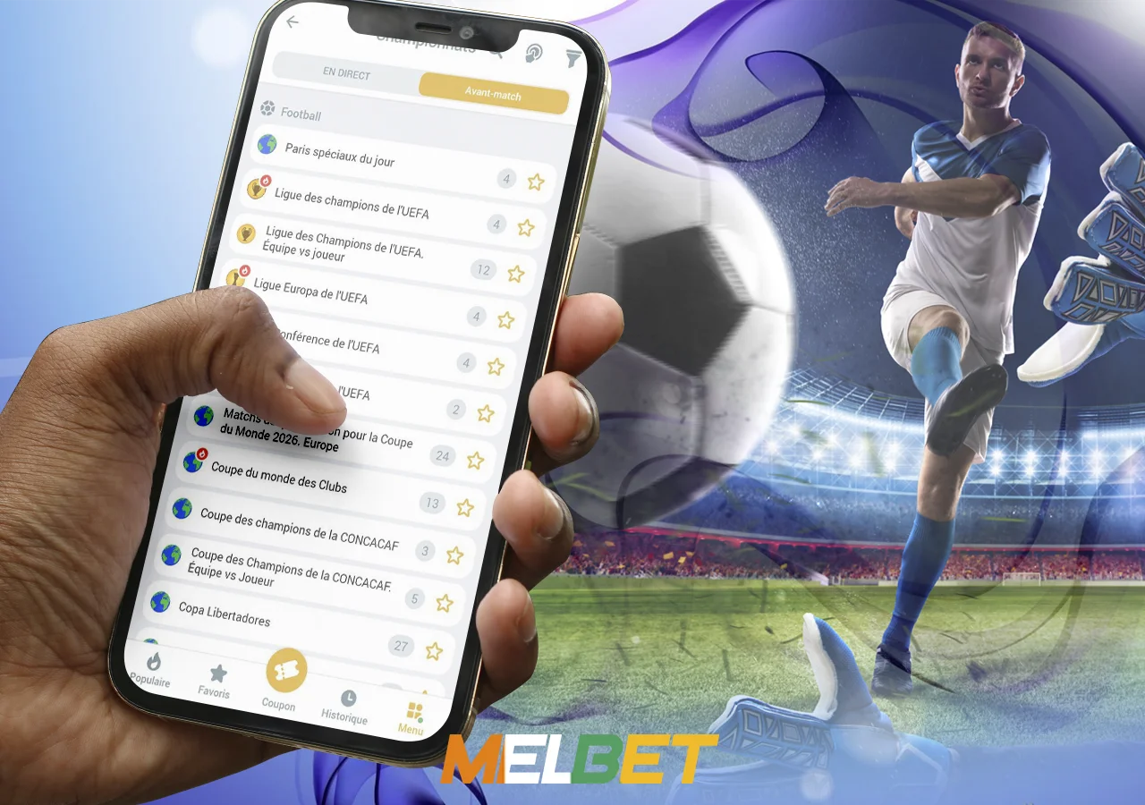 Sélectionner un événement sportif de football pour placer un pari